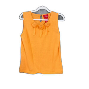 Oscar De La Renta Orange Knit Sleeveless Top Sz L orange travel resort 3D detail